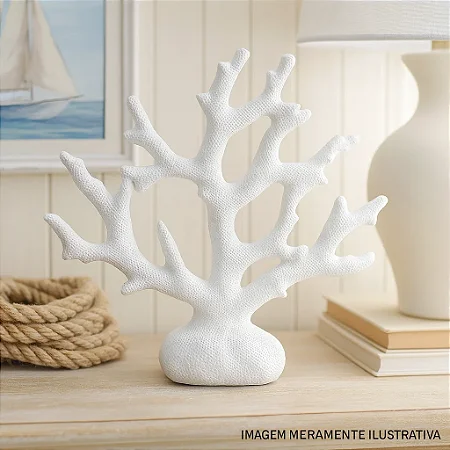 Enfeite Coral Branco em Cerâmica 18,5x20x5,5