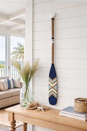 Remo Decorativo X Azul Claro, Branco e Azul Marinho 100 cm em Madeira