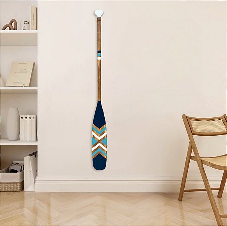 Remo Decorativo X Azul Claro, Branco e Azul Marinho 100 cm em Madeira