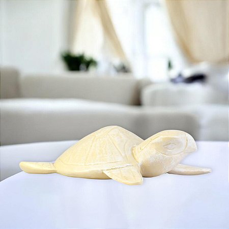 Tartaruga Decorativa Bege em Cerâmica 29 Cm