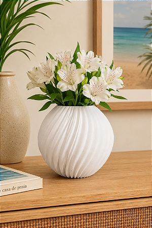 Vaso Decorativo Aura Branco 16x17 em Cerâmica
