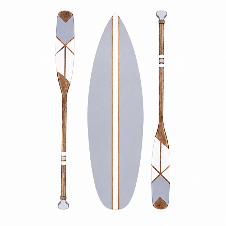 Kit Prancha + 2 Remos 100 cm Cinza Decoração Náutica Praia