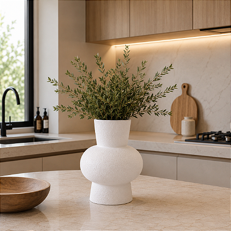 Vaso Decorativo Branco Moderno 19x14x14 em Cerâmica