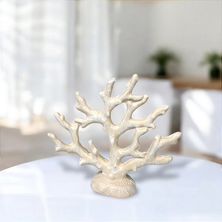 Enfeite Decorativo Coral Bege em Cerâmica 18,5x20x5,5 Decoração náutica