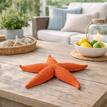 Enfeite Estrela do Mar Cor Coral em Cerâmica 28x29x4
