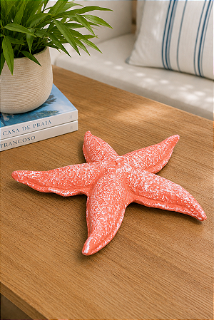 Enfeite Estrela do Mar Coral em Cerâmica 20x19x3