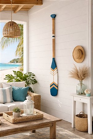 Remo Decorativo Azul Marinho e Branco 130 cm em Madeira