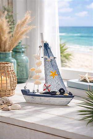 Veleiro Decorativo em Madeira Modelo Sortido 22x10x5 cm