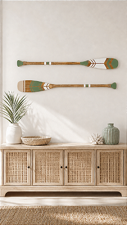 Kit 2 Remos Decorativos Verdes 130 cm Decoração Náutica Praia