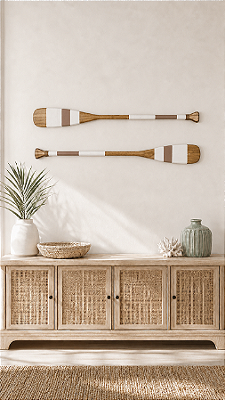 Kit 2 Remos Brancos Linhas 100 cm Decoração Náutica Praia