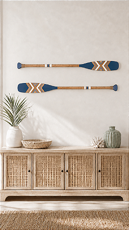 Kit 2 Remos Azul Marinho com Cinza 100 cm Decoração Náutica Praia
