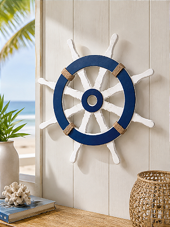 Enfeite Timão Branco e Azul 30 cm Decoração Náutica de Parede