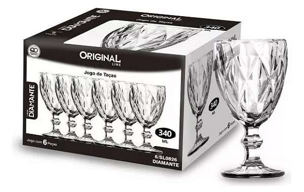 Jogo de taças - Linha Diamante 340ml com 6 unidades - O