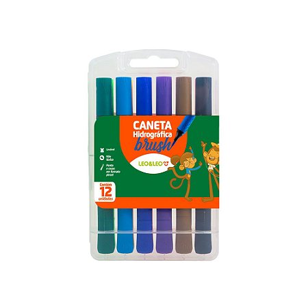 Caneta Hidrográfica Brush com 12 Leonora