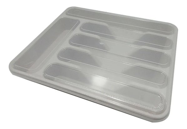 Porta talher com 6 divisórias extra grande com tampa Nitronplast