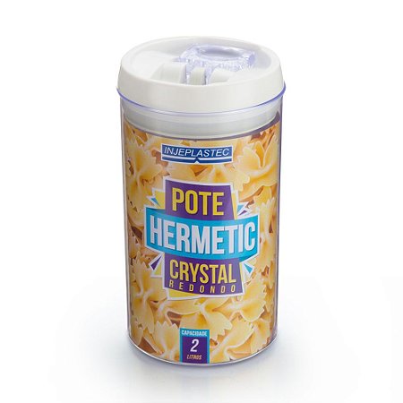 Pote Hermetico Crystal Redondo 2 litros Injeplastec