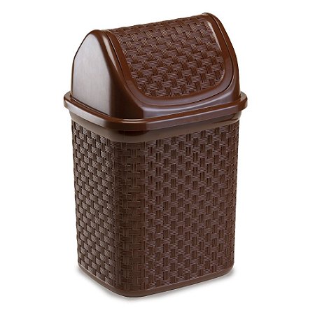 Lixeira de pia basculante rattan 4,5 litros marrom Nitron