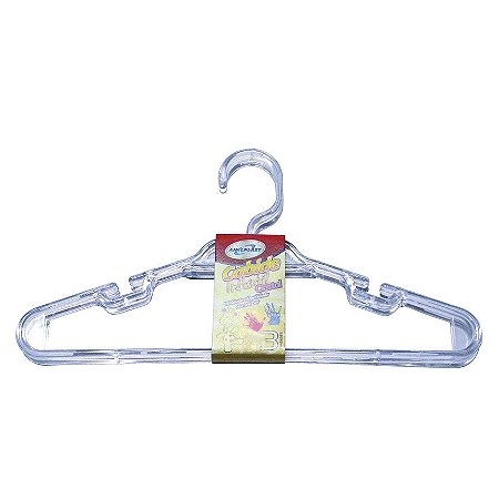 Cabide Infantil Cristal com 3 peças Amilplast