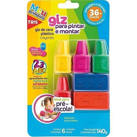 Giz de Cera para Pintar e Montar Tris