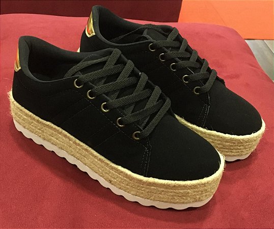 tenis flatform corda preto