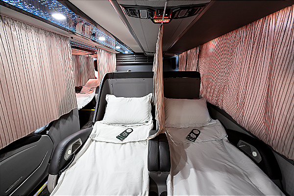 Cortinas para indivualização de poltronas em ônibus