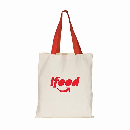 Sacola de Algodão G 35×38 com Alça Colorida Personalizada | Brinde Sustentável