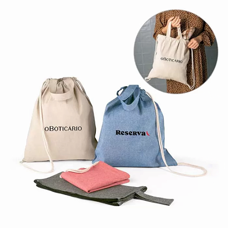 Sacola em Algodão Reciclado com Alça Personalizada – Brinde Sustentável