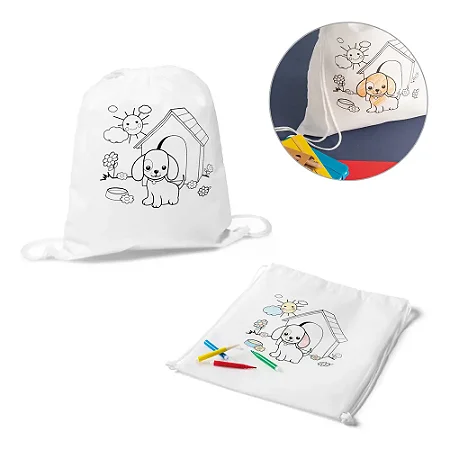 Sacola tipo mochila para colorir TNT Personalizada