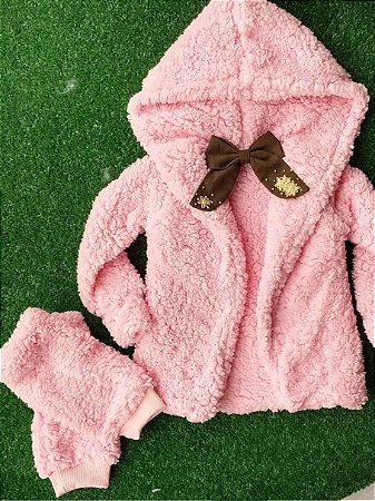 Casaco Teddy Modelo 002 Capuz Alongado Infantil