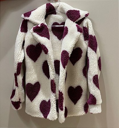 Casaco Teddy Corações!! Mod.001 Gola
