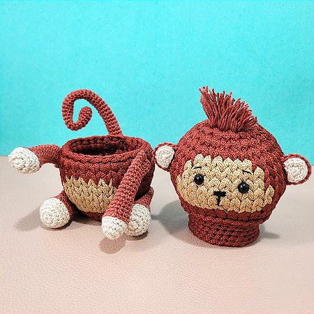 Cesto de crochê - Macaco - Saru