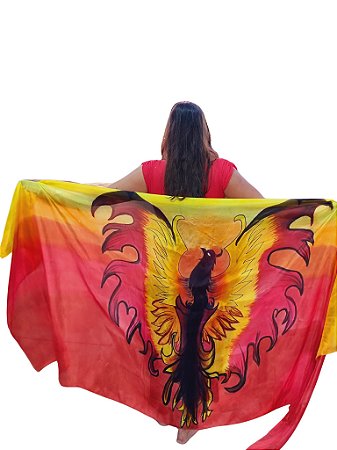 Véu De Seda  Pintado À Mão FéNIX