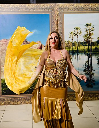 Véu Seda Pura Dourado Luxo