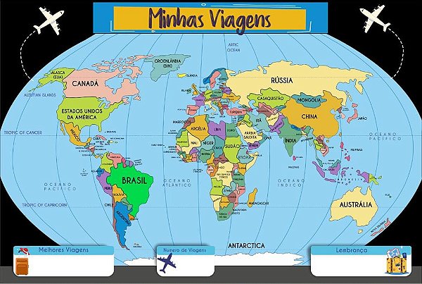 mapa mundial com nomes de países