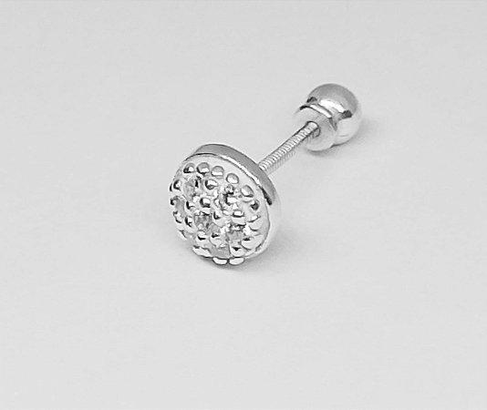 Piercing Redondo cravejado Tragus - Prata 925