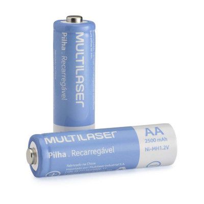 PILHA RECARREGÁVEL AA 2500mAh - PACK COM 2 PILHAS