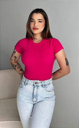 TSHIRT (RIBANA CANELADA) TAM U- PINK