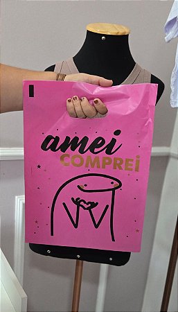 KIT 10 SACOLAS AMEI COMPREI (PINK)- TAM 40x30