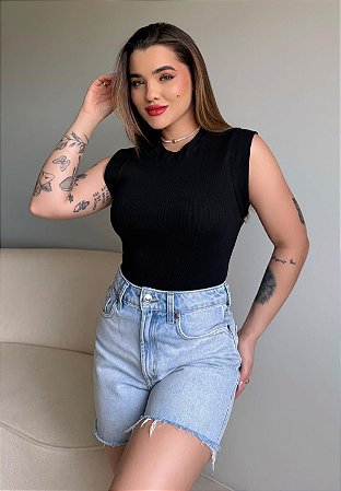 MUSCLE TEES RIBANA CANELADA- PRETA