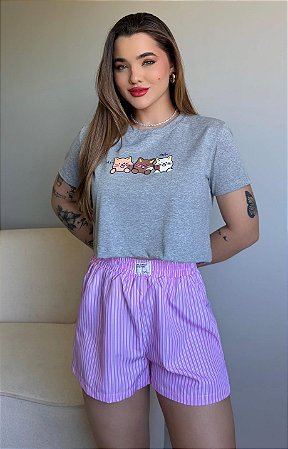 CROPPED HELLO CAT'S TAM.U - MESCLA