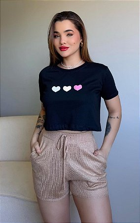 CROPPED TRIX CORAÇÃO COLOR TAM.U - PRETO