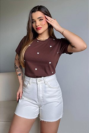 TY CORAÇÕES ESTAMPA TOTAL- CAFÉ