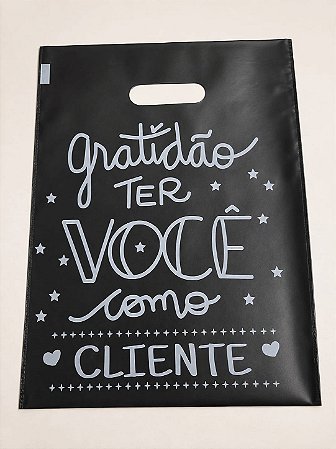 KIT 10 SACOLAS GRATIDÃO TER VOCÊ (PRETA)- TAM 40x30