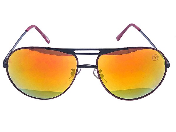 Óculos de Sol Unissex GABAGOO Aviador Metal Preto Lente Laranja - Óculos de  Sol | Loja Gabagoo