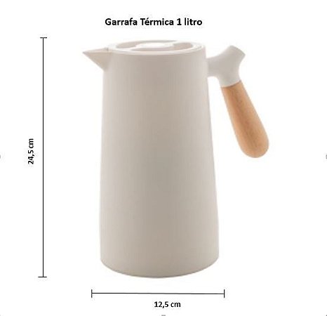 Garrafa Térmica de Plástico com Termometro Branca 1 Litro