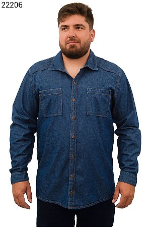 CAMISA JEANS MASCULINA MANGA CUMPRIDA