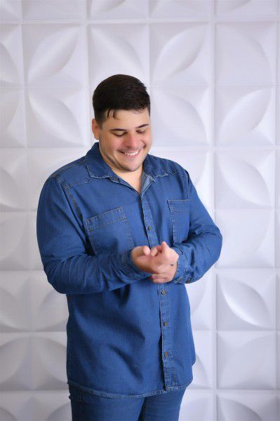 CAMISA JEANS MASCULINA PLUS SIZE