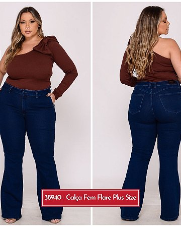 CALÇA FLARE JEANS PLUS SIZE