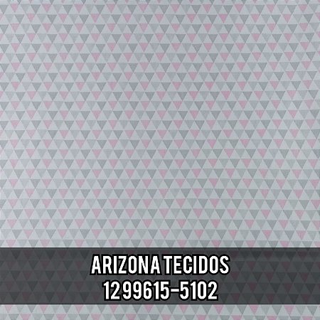 Tecidos Caldeira - Tricoline Estampado Yole Triangulo Peq cor - 04 (Cinza com rosa) - 180579 (M)