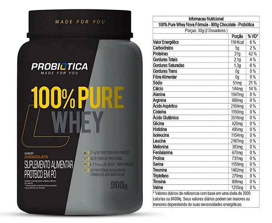 100% Pure Whey 900g - Probiótica - Chocolate